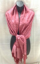 Dark Pink with Burgundy Solid Pashmina Paisley Floral Silk Scarf Shawl C... - £14.99 GBP