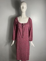 NWT Velvet Torch Womens Long Sleeve Square Neck Midi Dress, Pink Ditsy Size L - £8.87 GBP