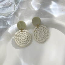 White Polymer Clay Braided Earrings – Handcrafted Summer Collection - £16.65 GBP