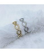 Women&#39;s Twist Ring in Solid 14K White &amp; Yellow Gold with Round Brilliant CZ - £229.21 GBP