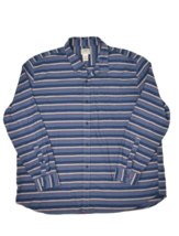 LL Bean Striped Flannel Shirt Mens 2XL Blue Organic Cotton Button Up Long Sleeve - £15.11 GBP