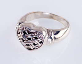 Brighton Sterling Silver Basket Weave Heart Ring Size 6.75 - £55.50 GBP