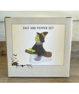 Halloween Ceramic Salt &amp; Pepper Shakers 2 pc.set NEW Witch On Broomstick - £15.08 GBP