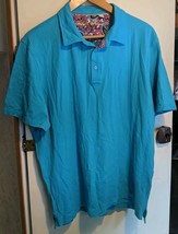 Robert Graham Solid Light Turquoise Short Sleeve Collared Polo Shirt Men... - $10.66
