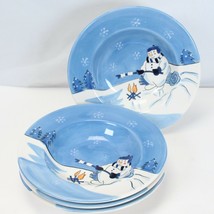 Canterbury Potteries Snow Valley Rim Soup Bowls 9&quot; Christmas  Lot of 4  ... - $34.29