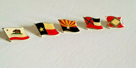5 State Flags Lapel Pins Tie Tack CA AZ MS AR TX Collection New 1 Inch L... - $8.90