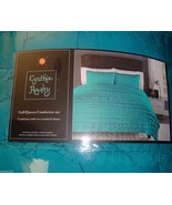 New Cynthia Rowley 3 Pc Set FULL/QUEEN Ruffle Comforter &amp; Shams Teal Tur... - £114.30 GBP