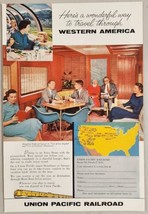 1958 Print Ad Union Pacific Railroad Redwood Lounge Car Travel Western America - £13.53 GBP