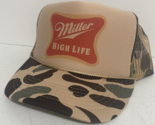 Vintage Miller Beer Trucker High Life Beer Summer Hat Adjustable  Camo H... - £13.76 GBP