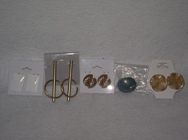 Earrings lot for pierced ears gold tone enamel white blue new old stock ... - $10.00
