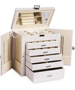 Large Jewelry Box,6-Tier Pu Leather Jewelry Organizer With - £45.78 GBP