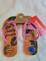 Havaianas Girl&#39;s Slim Glitter Flip Flop Sandals Ballet Rose Youth Size 2Y NWT  - £15.08 GBP