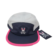 Psycho Bunny Mens Doyers 5 Panel Sport Hat in Neon Pink White Navy $40 NWT - $34.24