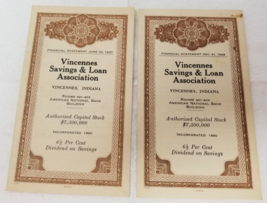 Vincennes Savings and Loan Association Indiana Financial Statements 1926... - £14.58 GBP