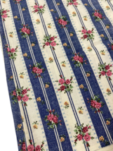 Vintage Marcus Brothers Fabric 2 Yds Blue White Floral Stripe Pink Yello... - $27.69