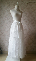 White Embroidery Lace Tulle Maxi Skirt Alternative Wedding Party Skirt Outfit image 4