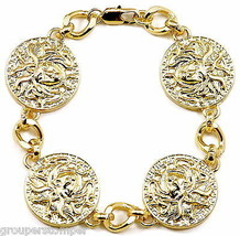 Medusa Bracelet New Four Pendants with 10mm Wide Cuban Link Style Chain - £14.20 GBP