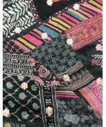 Black CHIFFON Fabric, Gold lace Embroidery, Wedding Dress Fabric - NF933 - £9.82 GBP+