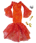 BARBIE CELIA CRUZ Complete Outfit RED LACE GOWN DRESS Jewelry Mic for CU... - $30.70 CAD