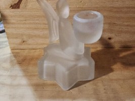 Vintage Frosted Angle Glass Candle Stick Holder sitting on a Star base Unmarked - £7.36 GBP