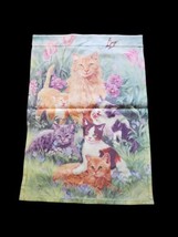 Vintage Picken Cat Kittens Spring Summer Floral Small Outdoor Flag 2006 - £13.52 GBP