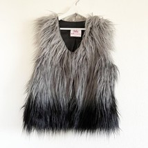 Justice Faux Fur Vest Coat Gray Black Ombre Hook Eye Closure Girls 16/18 - £15.97 GBP
