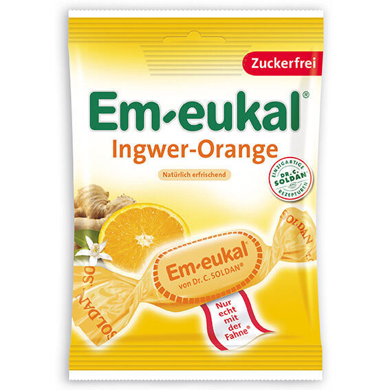Dr.C.Soldan Em-Eukal throat lozenges: GINGER ORANGE -75g-FREE SHIPPING