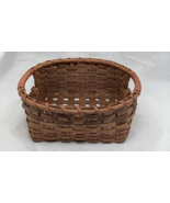 Vintage Primitive Split Wood Handwoven Round Basket w Handles 11” x 11&quot; ... - $68.00