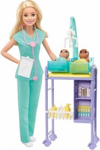 Barbie Careers Doll &amp; Playset, Baby Doctor Theme with Blonde Fashion Doll, 2 Bab - £19.46 GBP