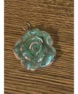 Handmade Resin Glitter Flower Rose Necklace Charm Blue 1.5 Inch - $129.94 MXN