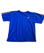 Vintage Mens 90s Adidas T-Shirt Blue Orange Crew Neck Logo 100% Cotton T... - £13.88 GBP