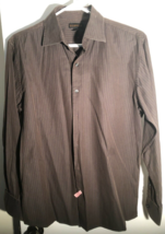 Lord &amp; Taylor Dress Shirt By Metropolitan L  Brown With Light Brown Pins... - £6.21 GBP