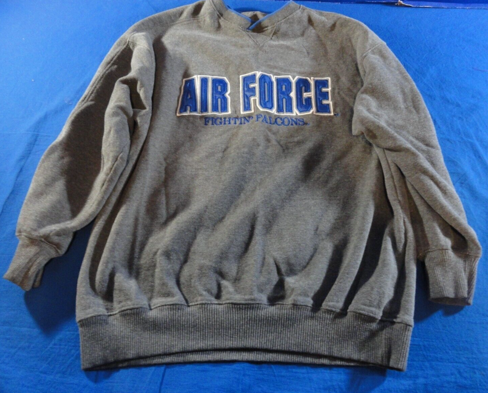 USAFA AIR FORCE FIGHTIN&#39; FALCONS GRAY &amp; BLUE ATHLETIC GYM PULLOVER SWEAT... - $24.47