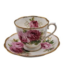 Royal Albert American Beauty Tea Cup and Saucer Pink Roses Gold Trim VTG - £28.80 GBP