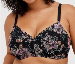Torrid  black lace floral wire free bra, lightly lined molded cups,40DDD - £27.35 GBP