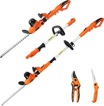 GARCARE 2 in 1 Electric Hedge Trimmers, Corded 4.8A Pole Hedge Trimmer Set with - £158.32 GBP