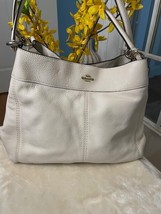 Vintage COACH Lexi Pebble Leather Shoulder Bag in White w/ Adjustable Strap - $127.71