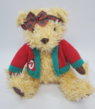 Hallmark Christmas Merrily Bear Snowman Jacket  Tan Plush 10&quot; Stuffed To... - £10.22 GBP