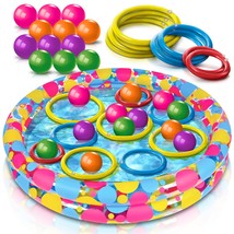 Floating Ring Toss Game For Kids, Outdoor Carnival Game Set With Inflatable Pool - £36.05 GBP