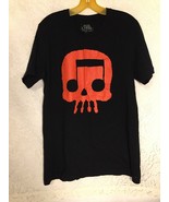 JT Music Rooster Teeth Red Skull Music Note Men&#39;s Black T-Shirt L Short ... - £10.30 GBP
