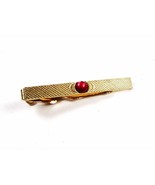 1960&#39;s Goldtone &amp; Red Dressy Tie Clasp Unbranded.101615 - £19.77 GBP