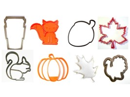 Autumn Fall Season Pumpkin Leaves Set of 8 Cookie Cutters USA PR1480 - £15.26 GBP