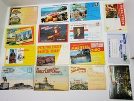 Huge Fold Out Souvenir Postcard Folder Booklet Mixed Lot of 15 VA TX SLC Ohio  - £37.83 GBP