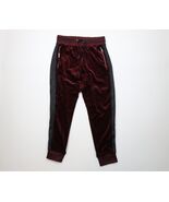 Y2K Streetwear Mens Medium Color Block Velour Cuffed Sweatpants Joggers Red - $729.58 MXN