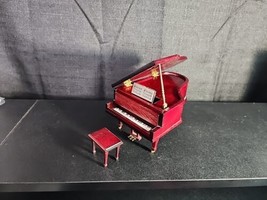 Dollhouse Miniature Baby Grand Piano Music Room Parlor Cherry Wood Furniture Vtg - £47.25 GBP