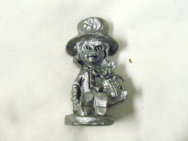 Pewter Figurine by Michael Ricker   Vintage 1975  Little Girl with Bear - $18.32