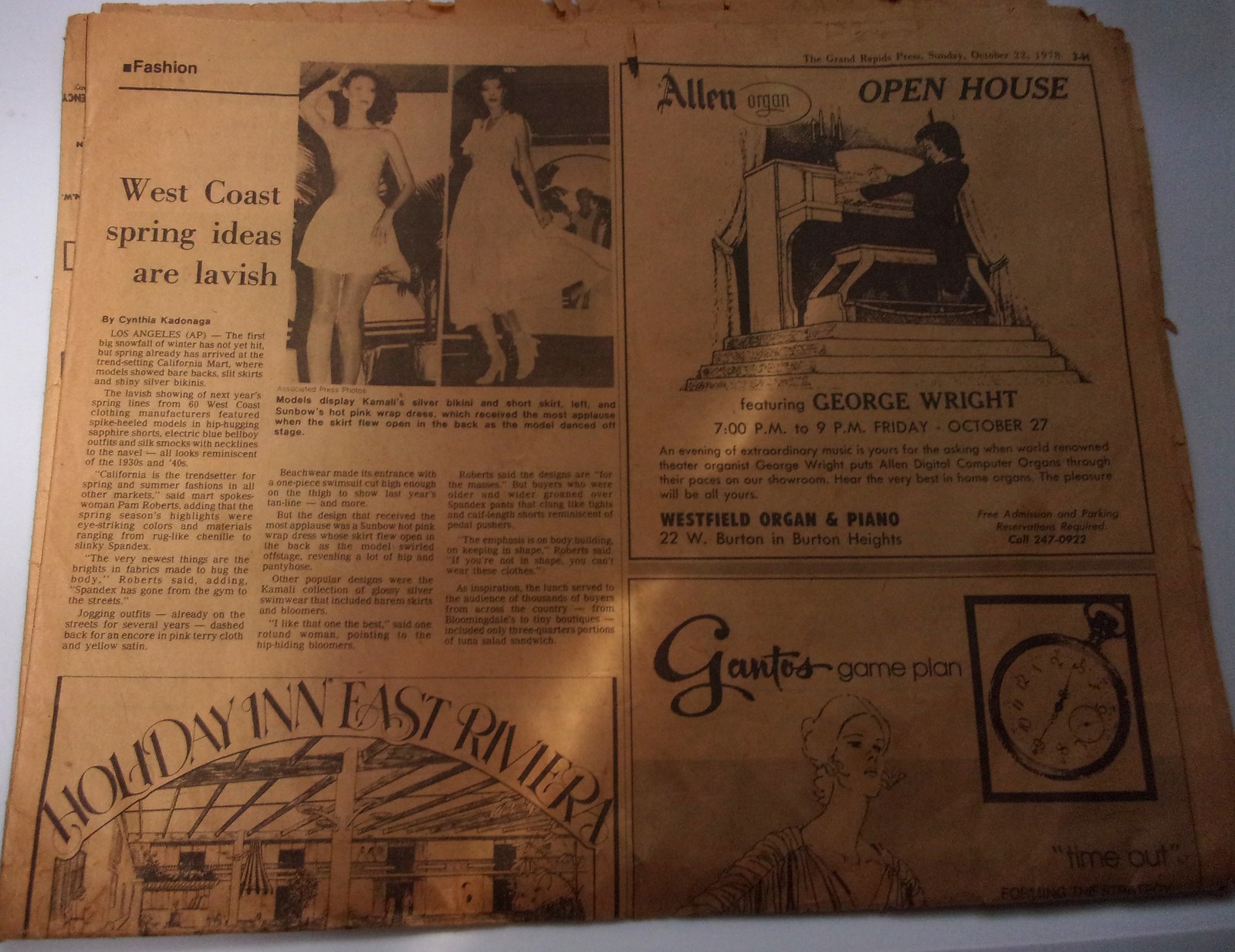 The Grand Rapids Press Fashion &amp; Sports Secton Oct 22 1978 - $2.99