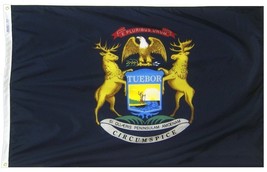3X5 State Of Michigan Super Poly Flag 3&#39;X5&#39; House Banner Fade Resistant - $4.88