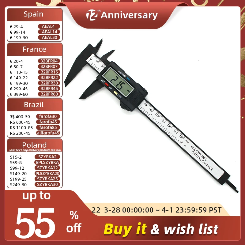 ALLSOME Digital Caliper Electronic Vernier Caliper Calliper Micrometer Digital R - $210.80