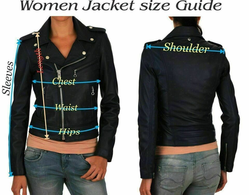 Biker Classic Black Jacket Womens Slim-fit Genuine Leather Crop Motorcycle Shrug Item image 3